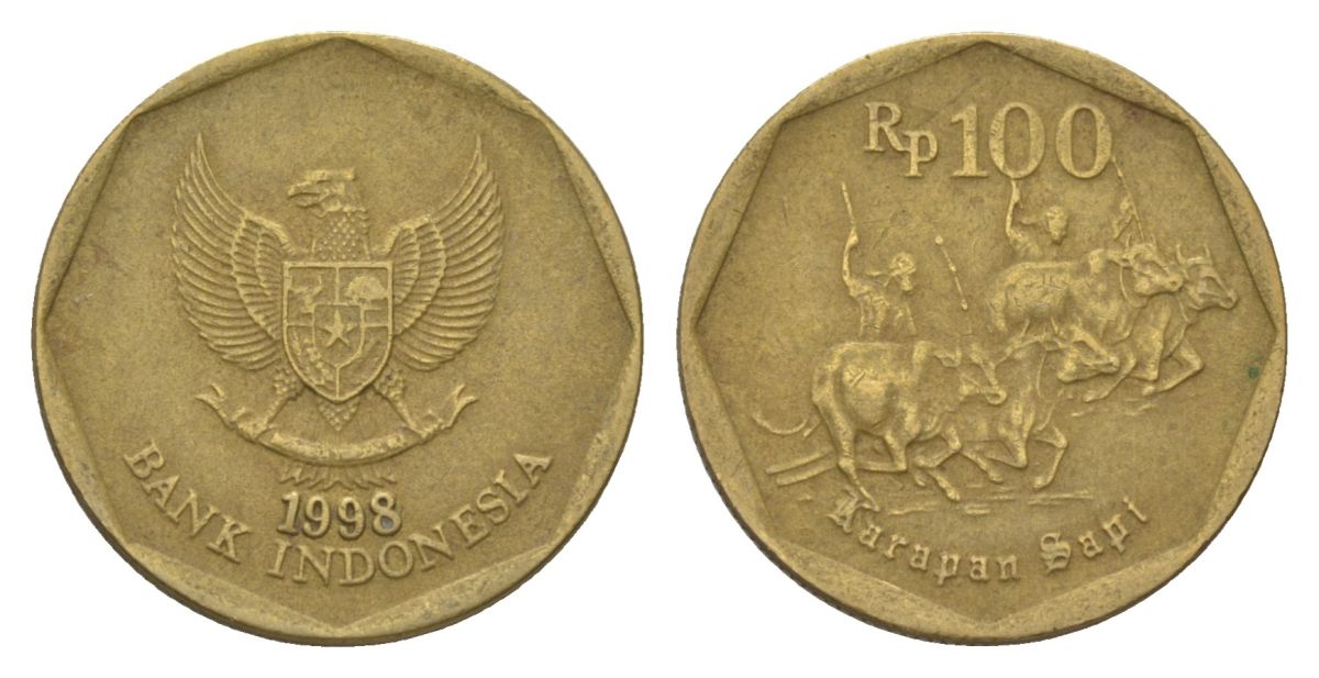 Индонезия 100 рупий 1998 KM 53 алюминиевая бронза 4625-753