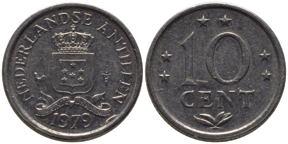 Нидерландские Антилы 10 центов 1979 Юлиана (1948-1980) KM 10 никель 4609-238