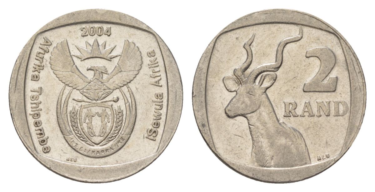 ЮАР 2 ранда 2004 KM 336 медь плакированная никелем 4626-1254