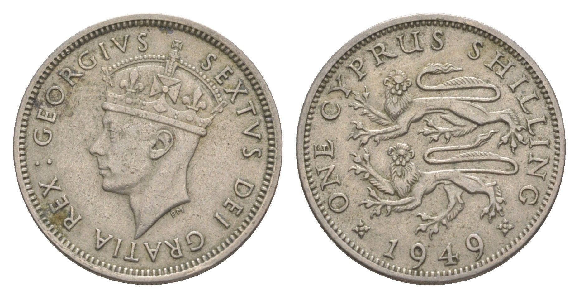 Кипр 1 шиллинг 1949 Георг VI (1936-1952), год-тип KM 31 медно-никель 4127-1323