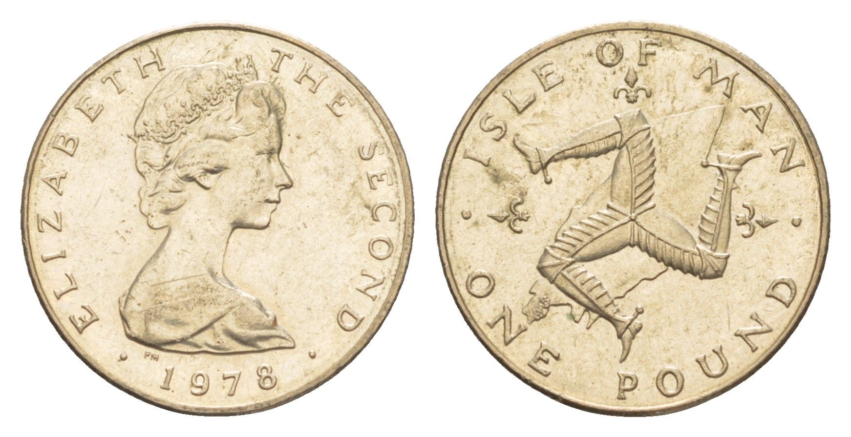 Остров Мэн 1 фунт 1978 PM, Елизавета II (1952-2022) KM 44 вирениум aUNC 4651-1016