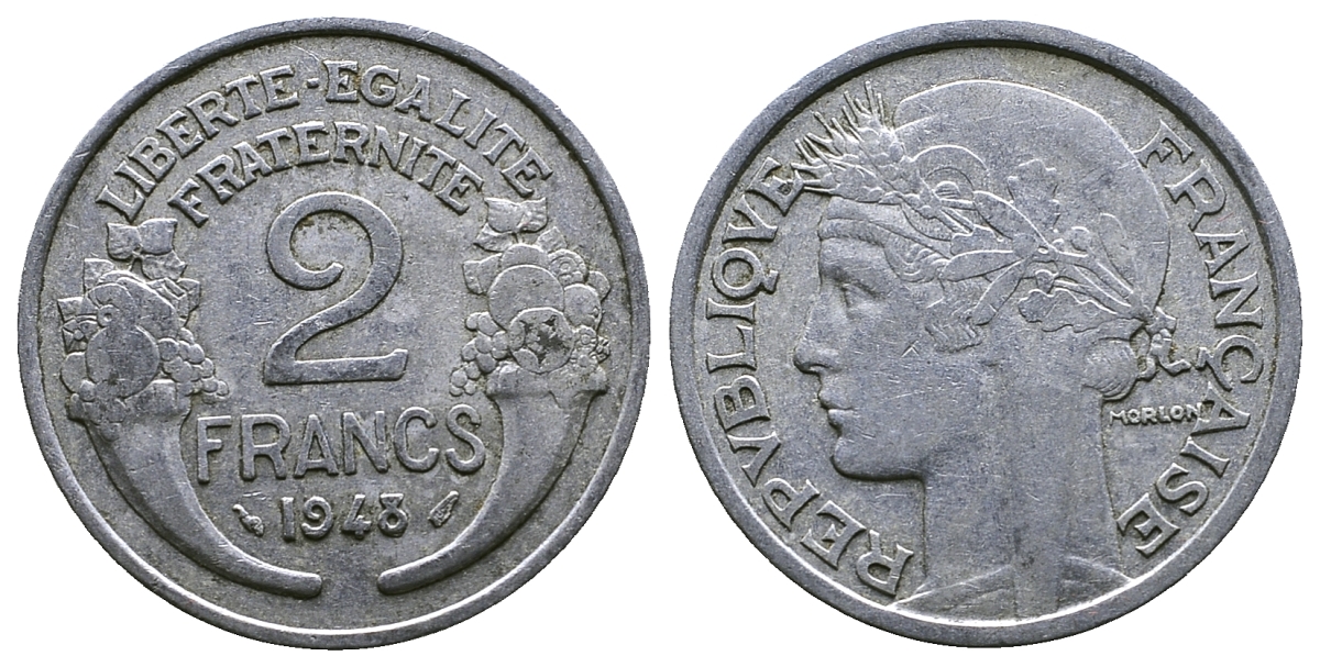 Франция 2 франка 1948 KM 886a.1 алюминий 261-722