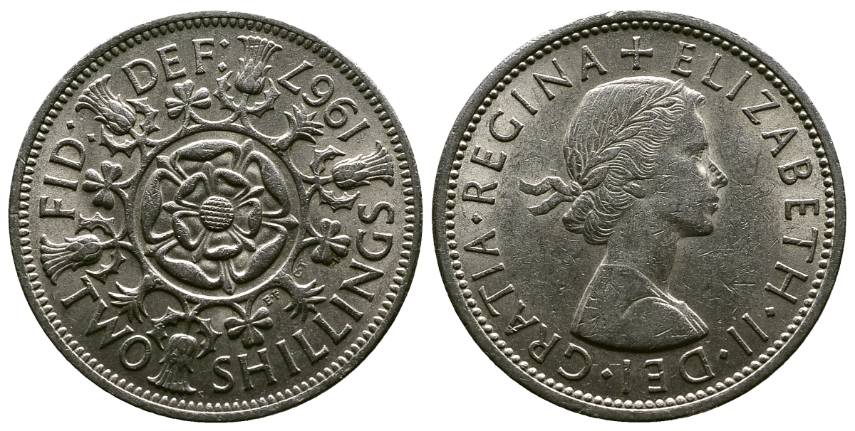 Великобритания 2 шиллинга (флорин) 1967 Елизавета II (1952-2022) KM 906, Spink 4146 медно-никель 4382-812