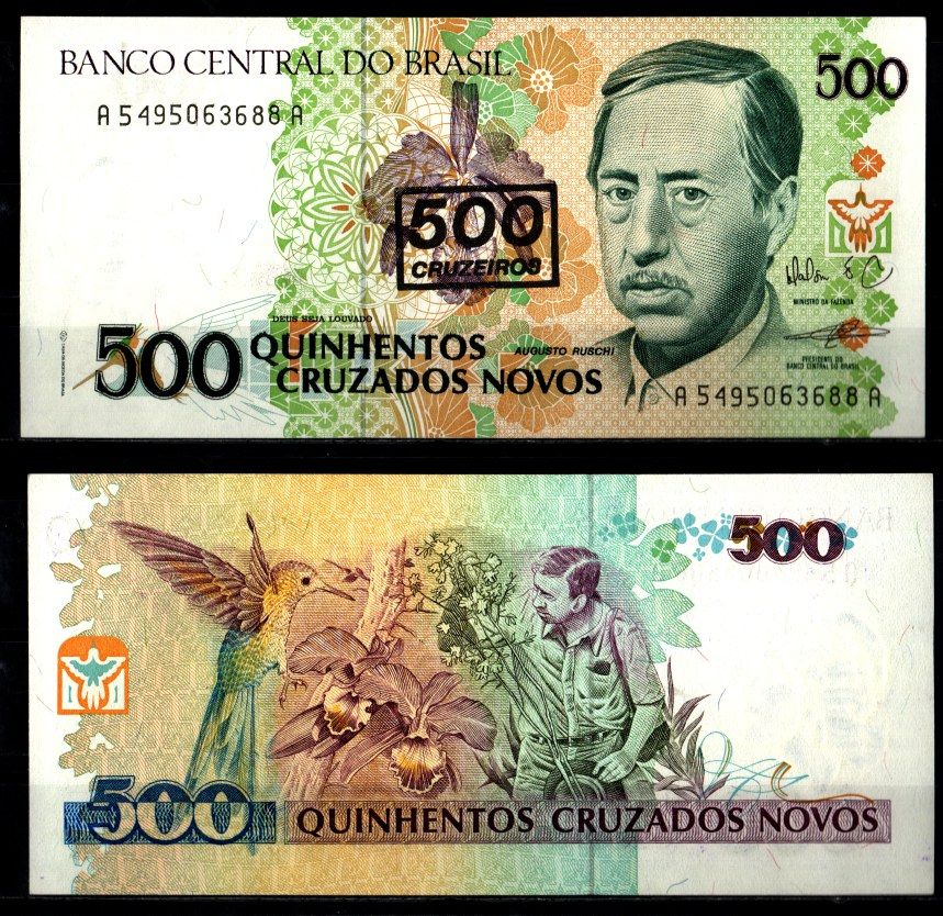 Бразилия 500 крузадо ND (1990) Аугусто Руши Pick 226 b бумага UNC (пресс) 2119-49-3-2