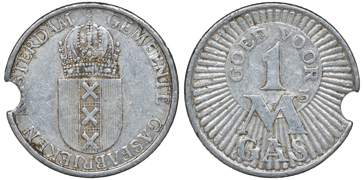 Нидерланды 1 кубометр газа ND жетон, Амсдердам и пригороды алюминий 4163-456