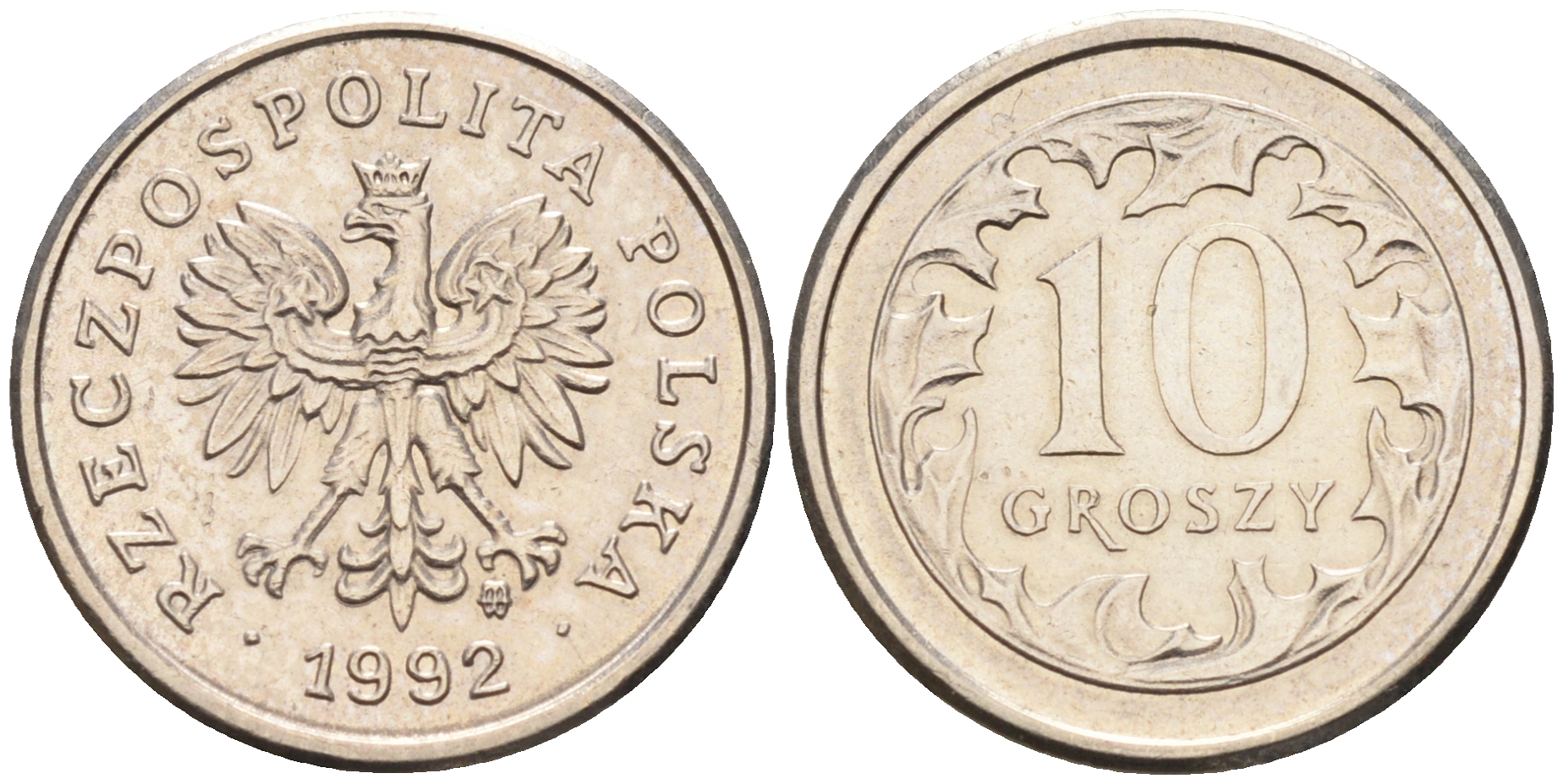 Польша 10 грошей 1992 MW KM 279 медно-никель    4136-946