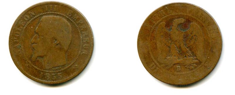 ФРАНЦИЯ 5 САНТИМ 1855 B 57-733