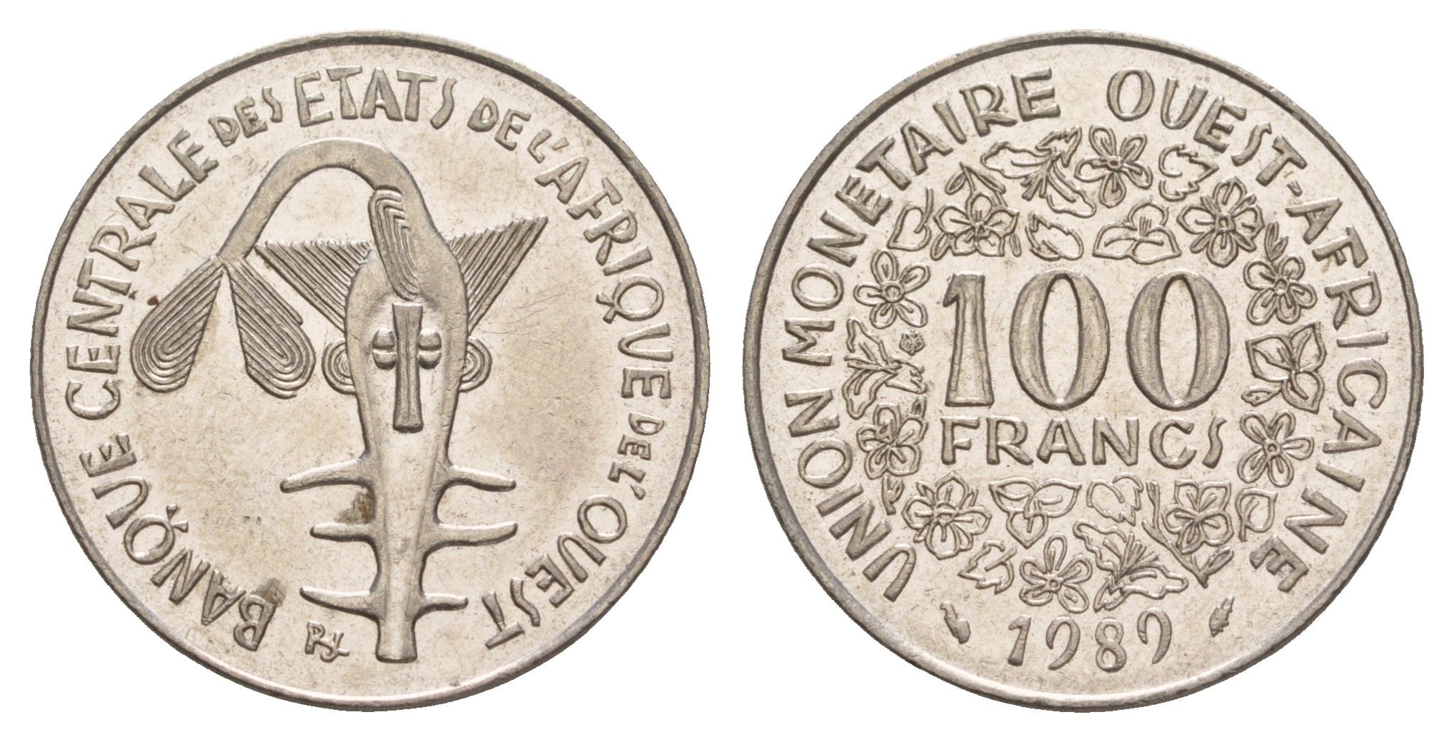 Западная Африка (BCEAO) 100 франков 1989 KM 4 никель 4656-926