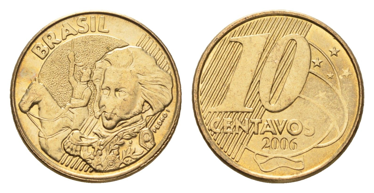 Бразилия 10 сентаво 2006 KM 649 сталь плакированная латунью 4686-743