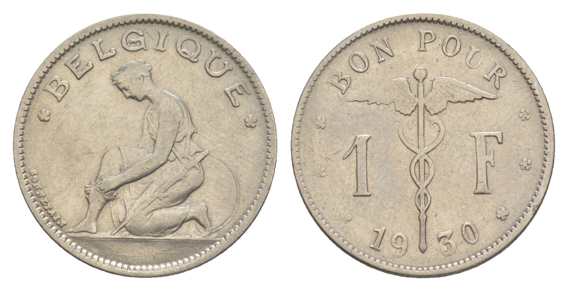 Бельгия 1 франк 1930 Belgique, Альберт I (1909-1934) KM 89 никель 4619-1032