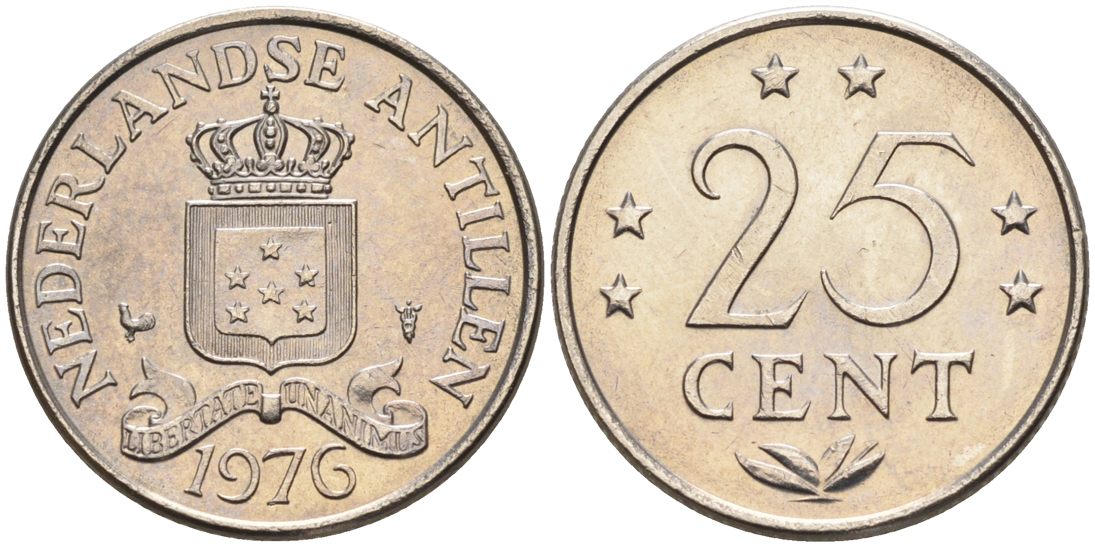 Нидерландские Антилы 25 центов 1976 Юлиана (1948-1980) KM 11 никель 4169-367