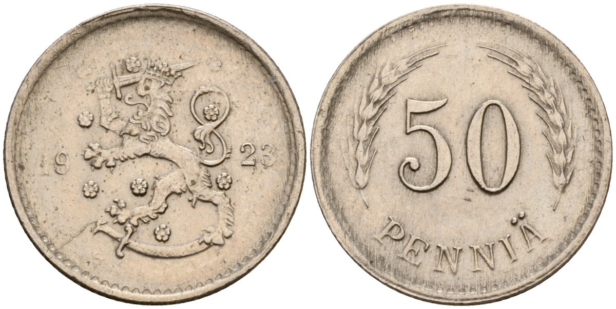 Финляндия 50 пенни 1923 S KM 26 медно-никель 4547-731