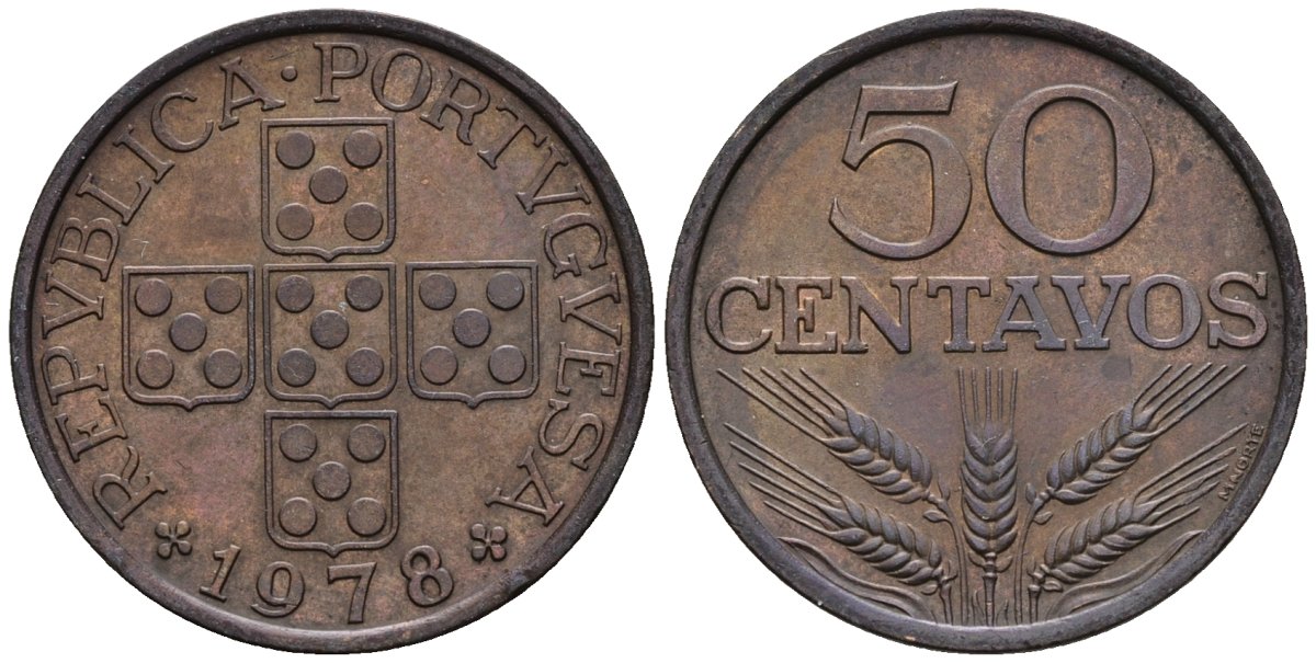 Португалия 50 сентаво 1978 KM 596 бронза 4148-355