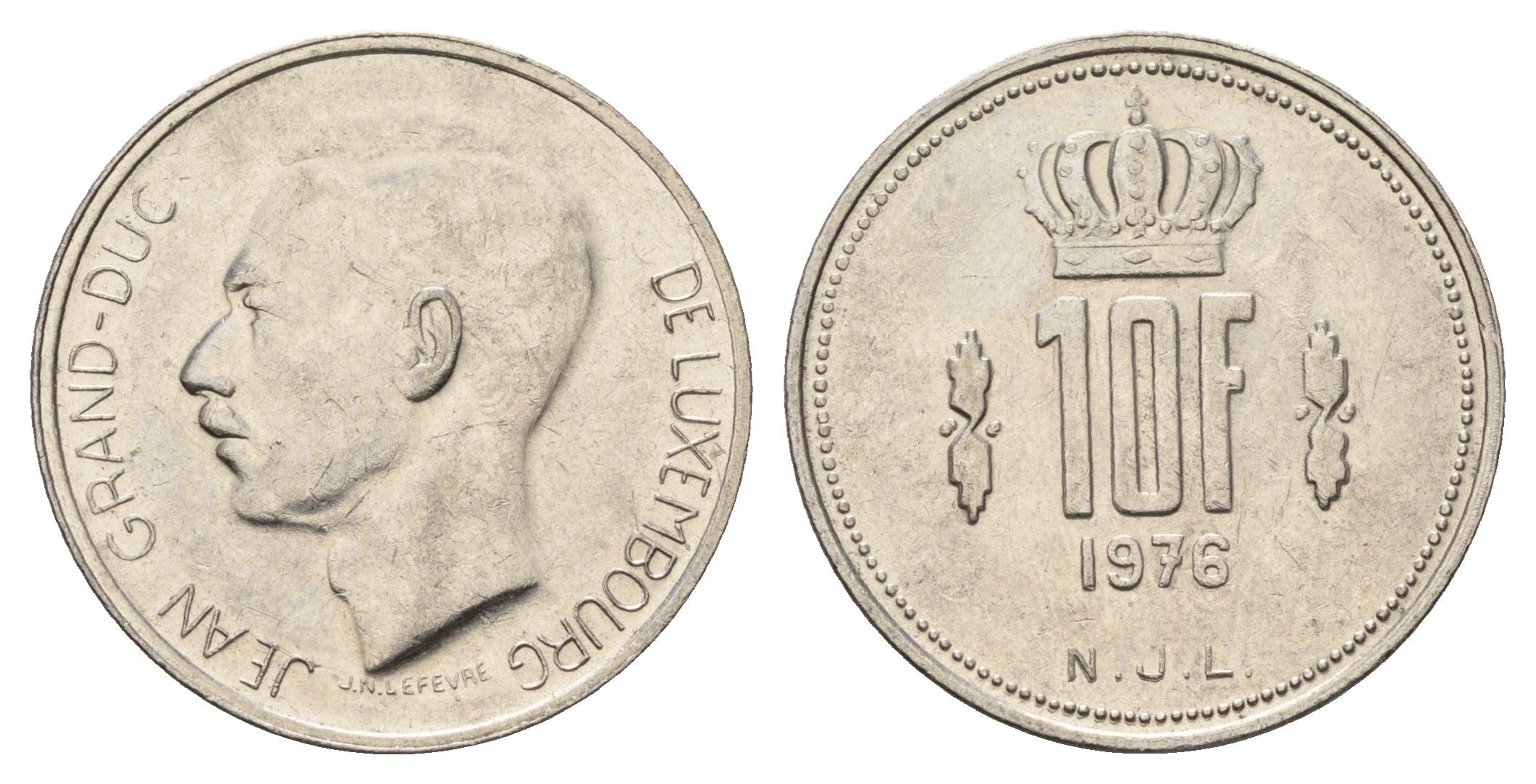 Люксембург 10 франков 1976 Герцог Жан (1964-1999) KM 57 медно-никель 4703-154