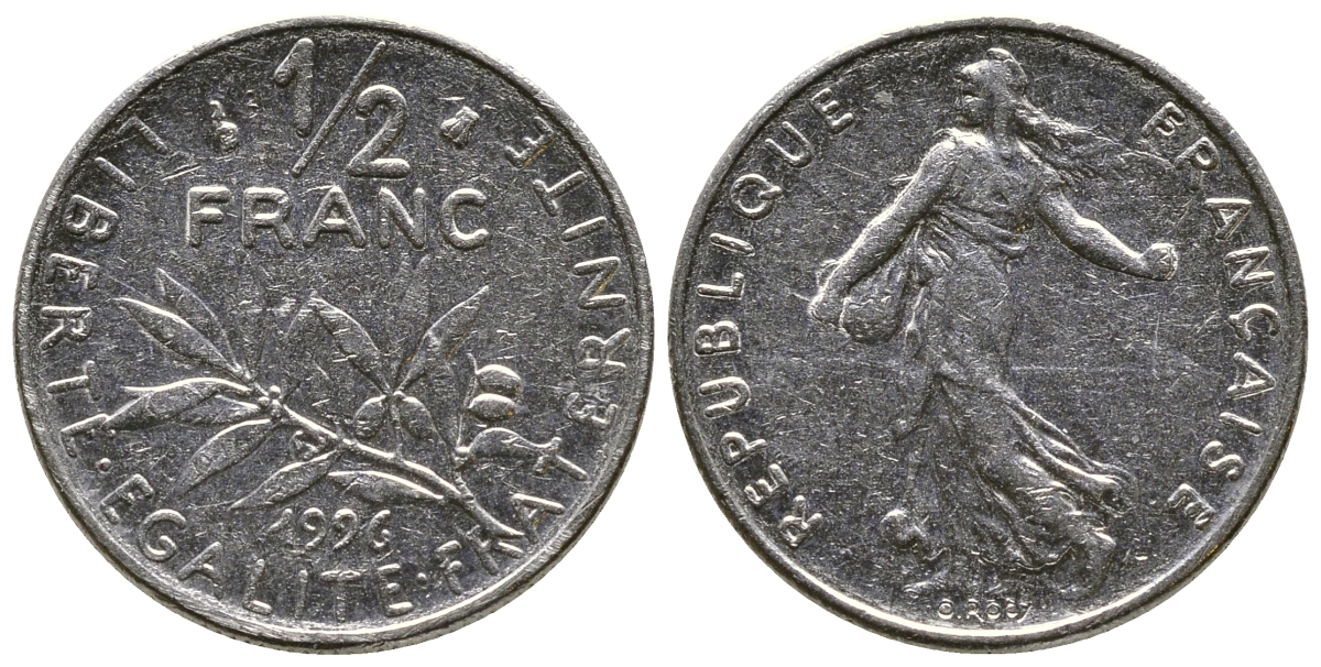 ФРАНЦИЯ 1/2 ФРАНКА 1996 KM 931.1 никель 93-1422