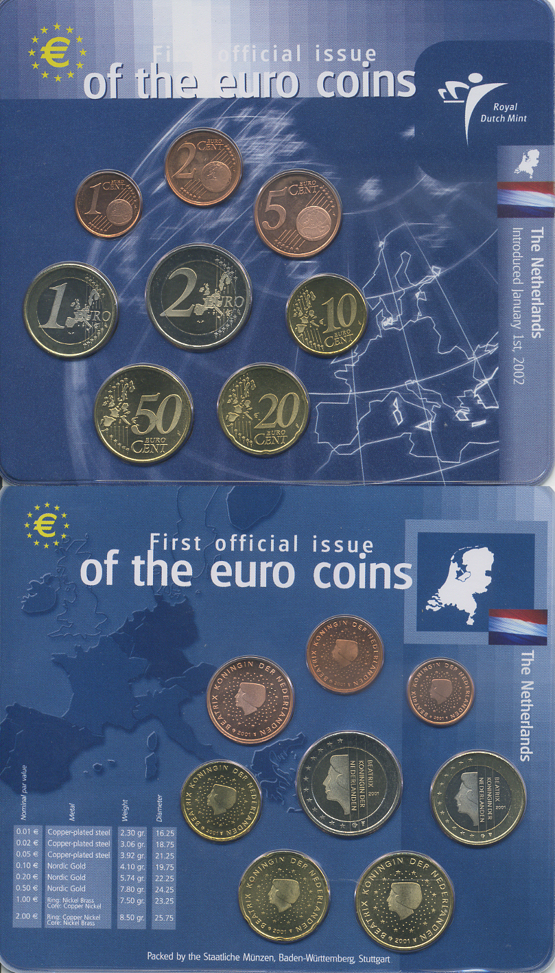 Нидерланды евронабор из 8 монет 2002 официальный выпуск в пластике    UNC  3897-5-1