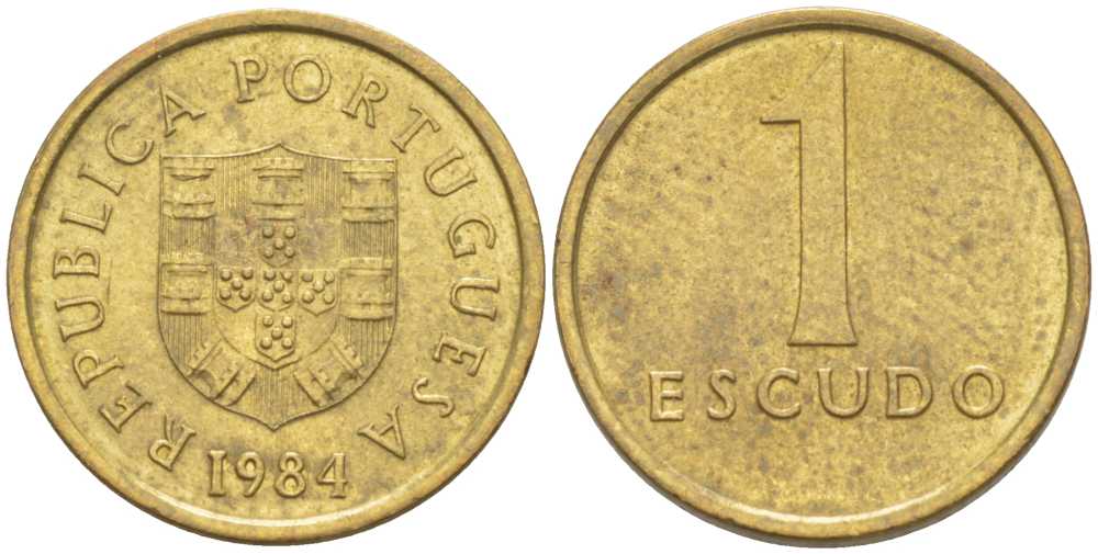 Португалия 1 эскудо 1984 KM 614 никель латунь 214-134