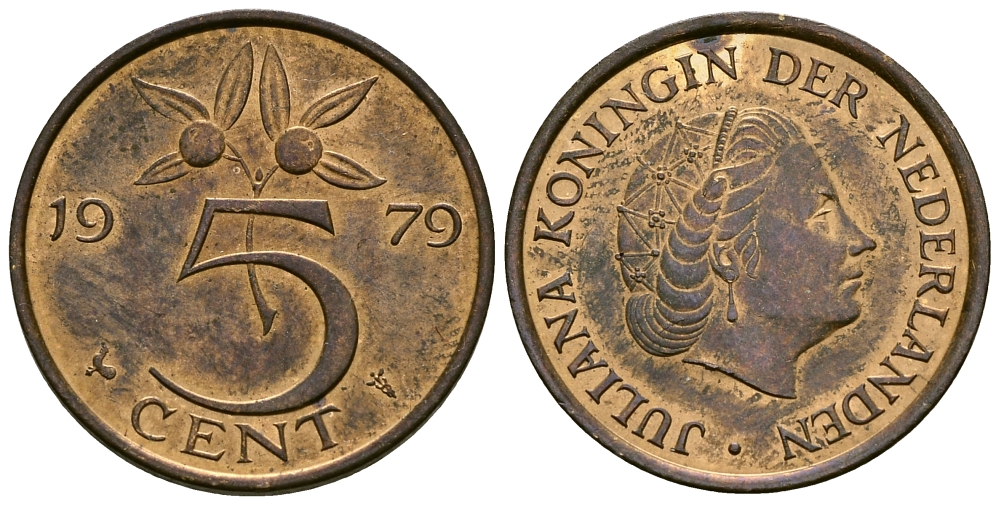 Нидерланды 5 центов 1979 Юлиана (1948-1980) KM 181 бронза 45-1033
