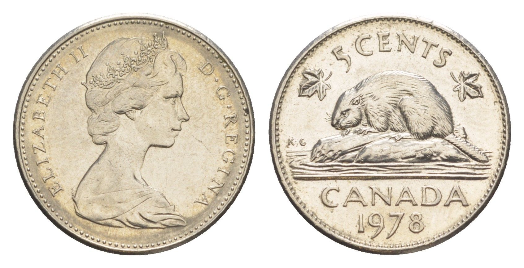 Канада 5 центов 1978 Елизавета II (1952-2022), бобр KM 60.1 никель 4636-613