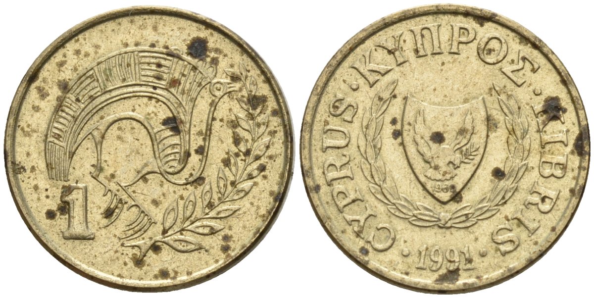 Кипр 1 цент 1991 KM 53.3 никель латунь 4174-1135