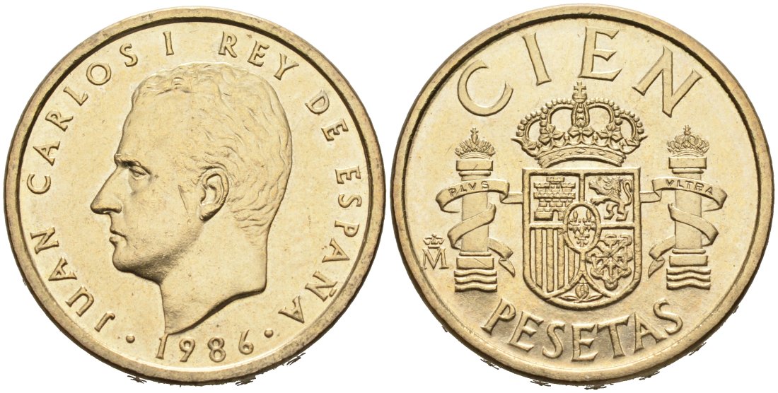 Испания 100 песет 1986 Хуан Карлос I (1975-2014) KM 826 алюминиевая бронза 4573-123