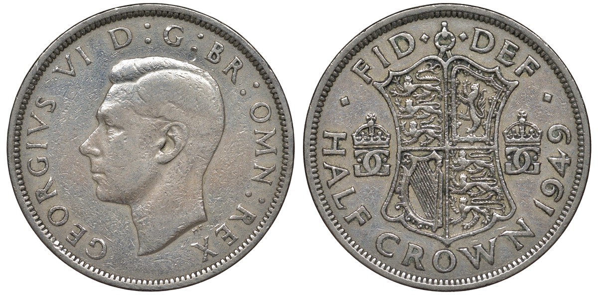 Великобритания 1/2 кроны 1949 Георг VI (1936-1952) KM 879, Spink 4106 медно-никель 4131-621