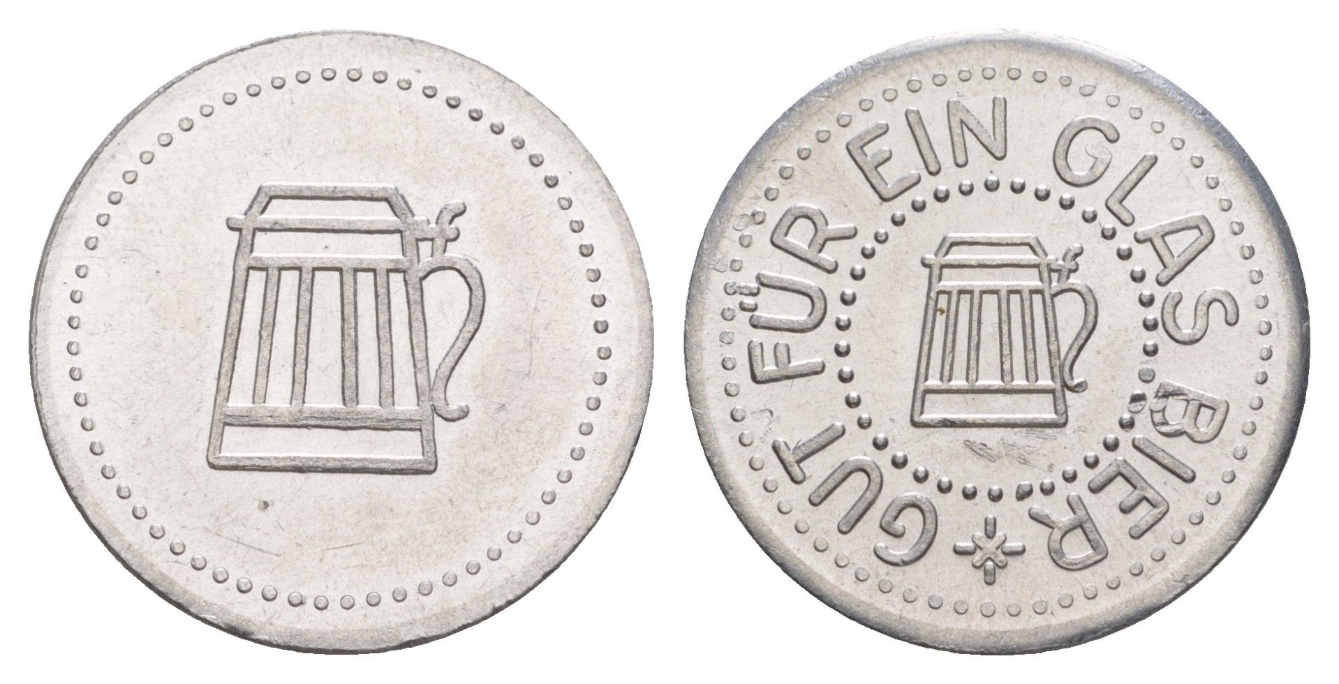 Германия жетон в 1 "стакан пива" ND диаметр 24 мм, вес 1,1 гр алюминий UNC 4638-853