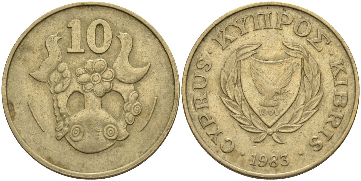 Кипр 10 центов 1983 KM 56.1 никель латунь 4141-1131