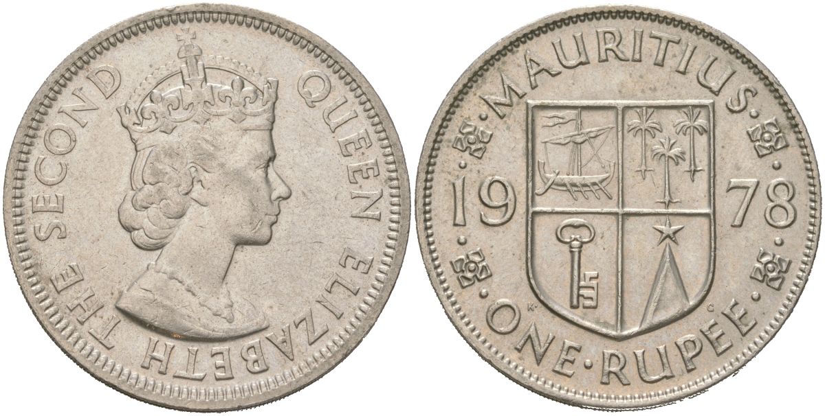 Маврикий 1 рупия 1978 KM 35 медно-никель aUNC 4389-426