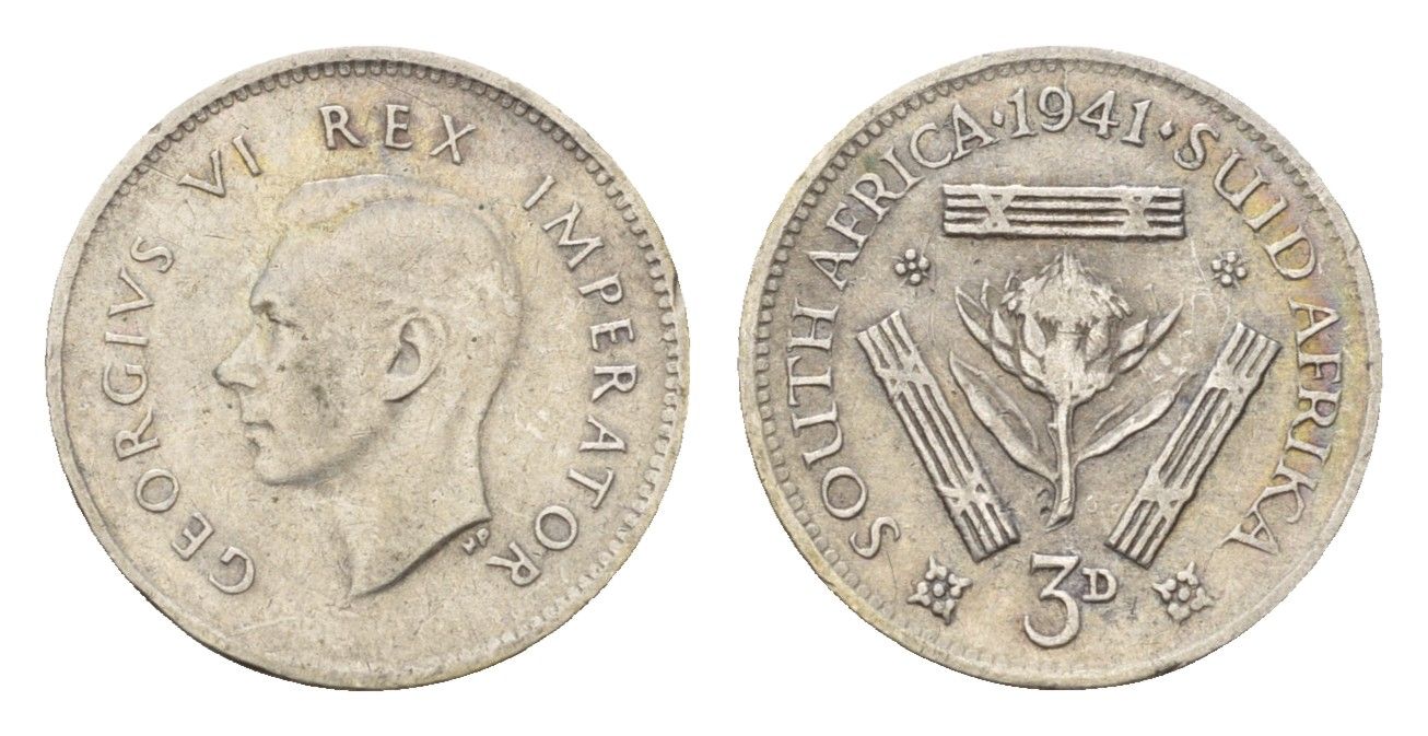 ЮАР 3 пенса 1941 Георг VI (1936-1952) KM 26 серебро 4564-936