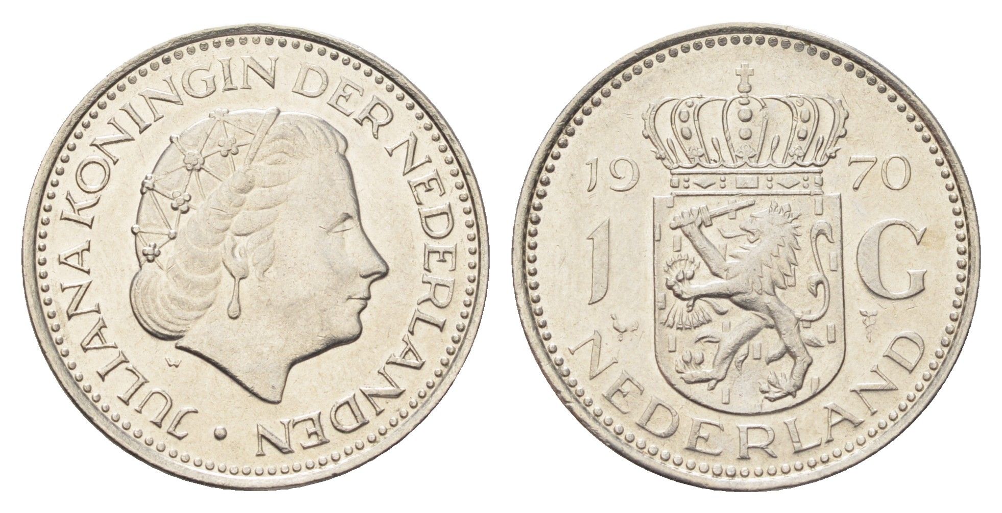 Нидерланды 1 гульден 1970 Юлиана (1948-1980) KM 184a никель 4706-1234