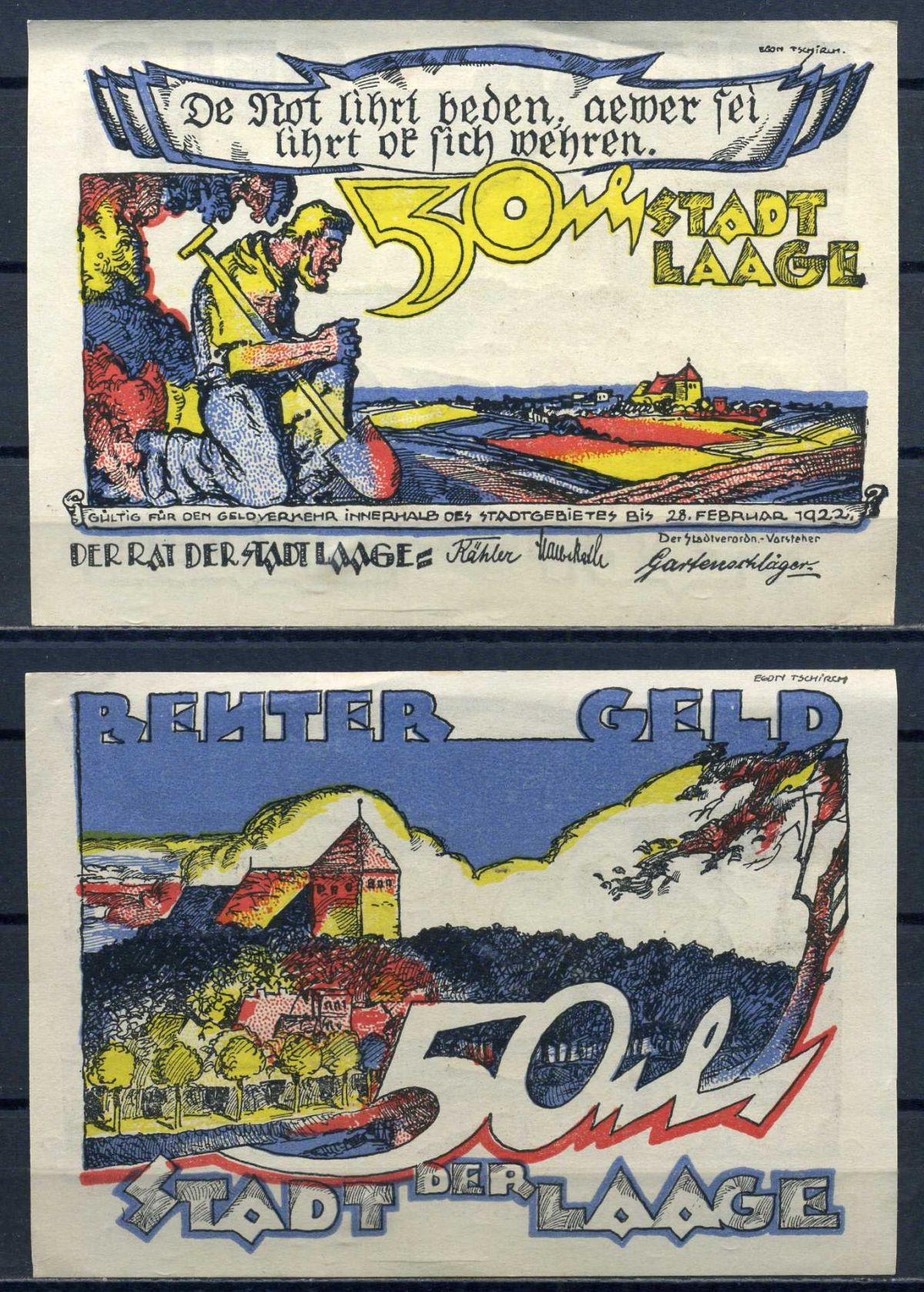 Лаге (Мекленбург-Шверин, Германия) 50 пфеннигов 1922 бумага aUNC 7556-40-2-1