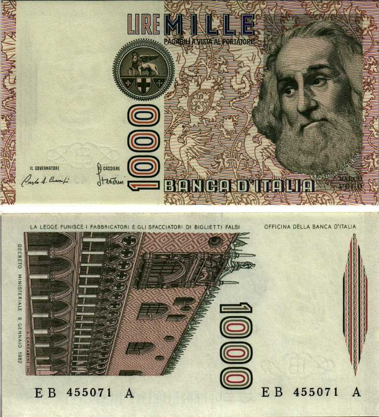 Италия 1000 лир 1982 Дворец дожеи?, Марко Поло Pick 109a UNC (пресс) 7183-26-1-1