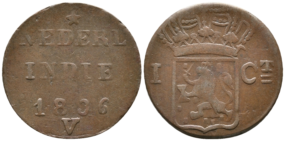 Нидерландская Индия 1 цент 1836 V KM 290 медь 34-832