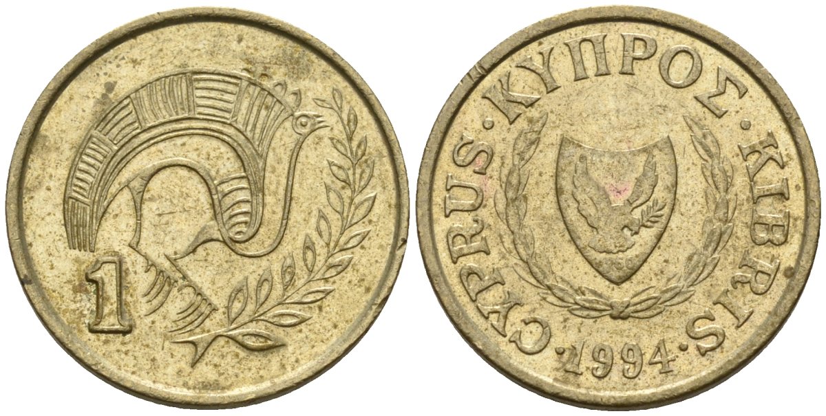 Кипр 1 цент 1994 KM 53.3 никель латунь 4174-1162