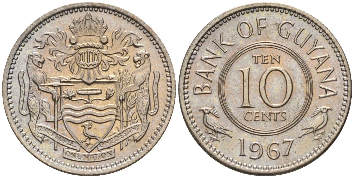 Гайана 10 центов 1967 KM 33 медно-никель 4154-146