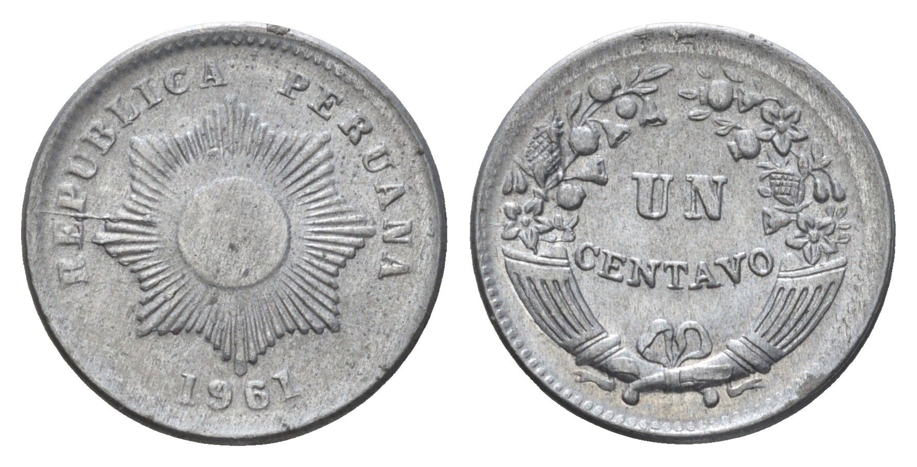 Перу 1 сентаво 1961 KM 227 цинк UNC 4659-219