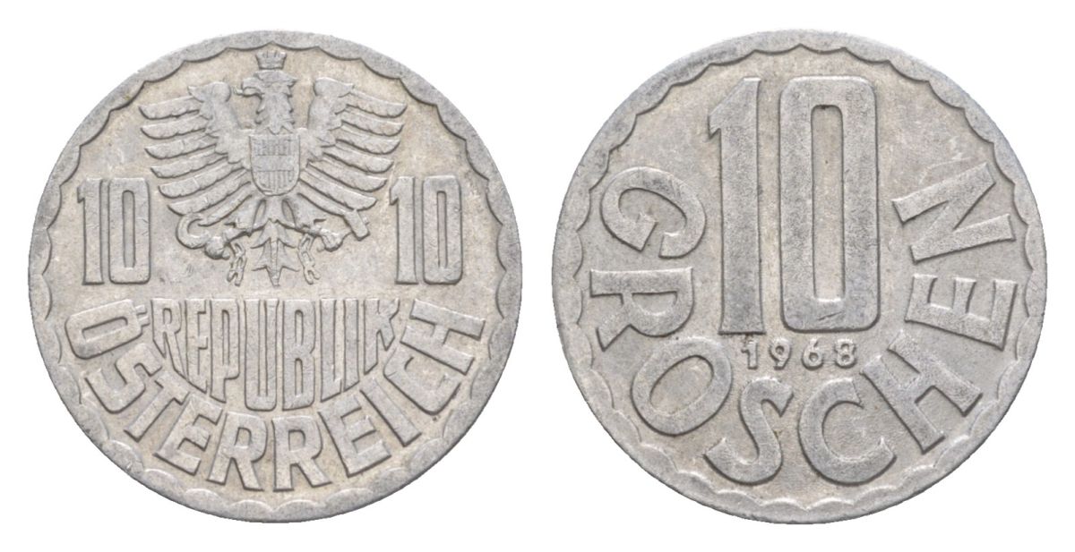 Австрия 10 грошей 1968 KM 2878 алюминий 4632-538