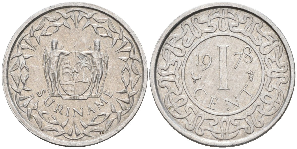 Суринам 1 цент 1978 KM 11а алюминий 4580-237