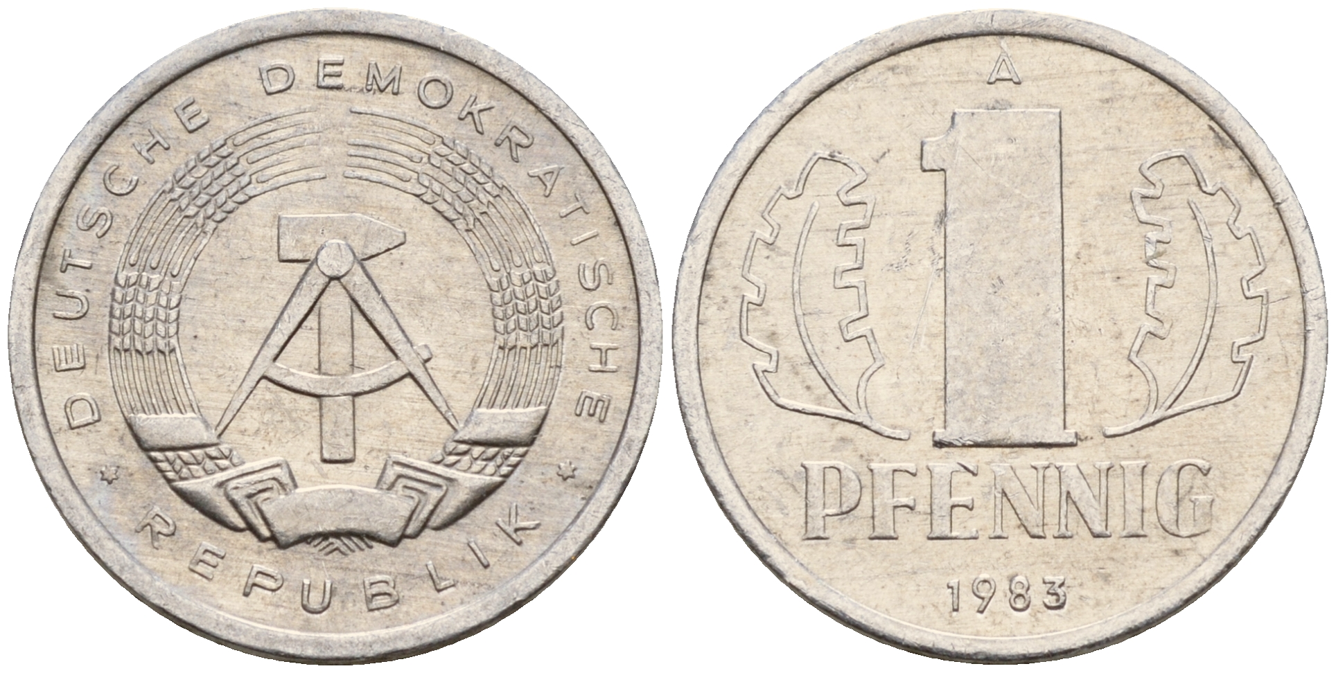 ГДР 1 пфенниг 1983 А  KM 8.2 алюминий 4115-132