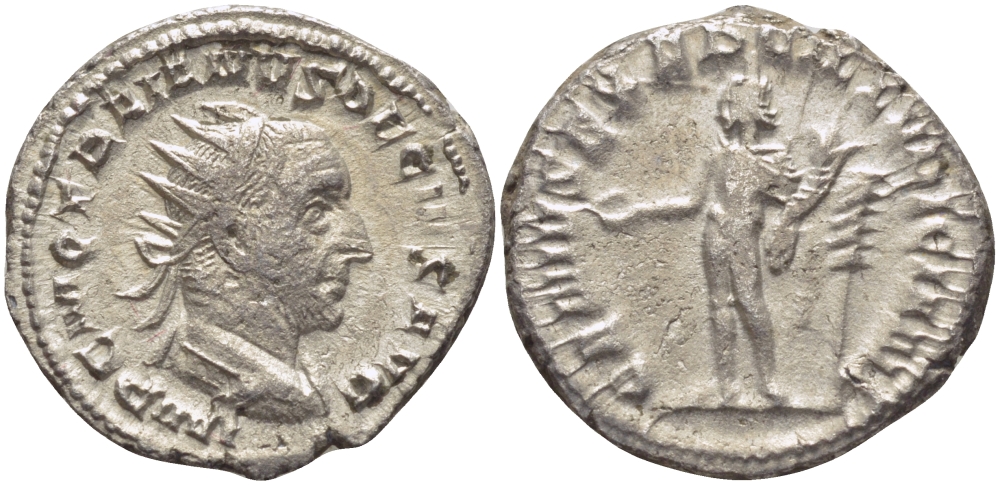 Римская Империя антониниан 250 Траян Деций, GENIVS EXERC ILLVRICIANI, Гений Иллирийского войска, Рим, Good Very fine RIC 16c серебро 1073-15-31