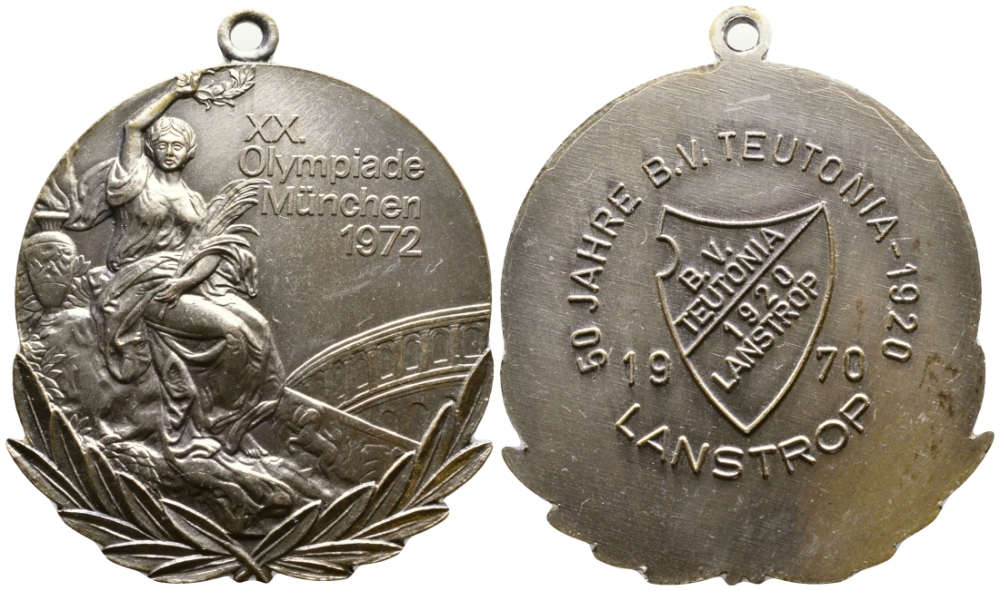 ГЕРМАНИЯ ПЛАКЕТКА 1970 ОЛИМПИЙСКИЕ ИГРЫ В МЮНХЕНЕ 1972, 50 ЛЕТ СО ДНЯ ПЕРВЫХ СПОРТИВНЫХ СОСТЯЗАНИЙ В ЛАНСТРОПЕ 1079-4-42