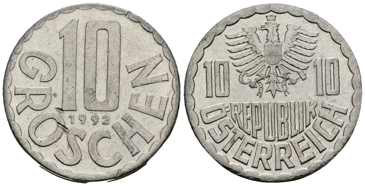 Австрия 10 грошей 1992 KM 2878 алюминий 4135-314