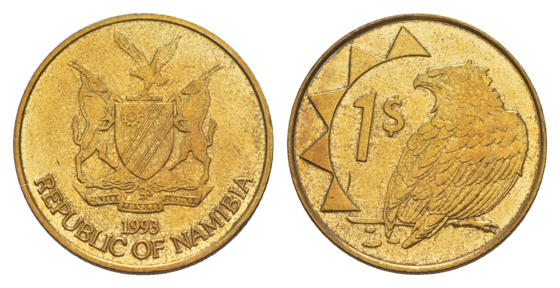 Намибия 1 доллар 1993 KM 4 латунь UNC 4646-623