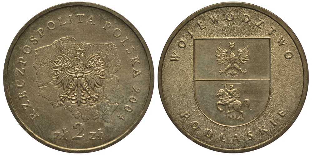 Польша 2 злотых 2004 MW, серия польские воеводства, Подляское воеводство KM 491 нордик 114-134