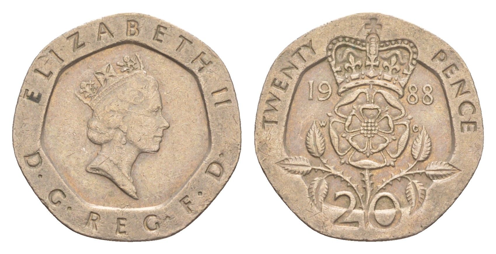 Великобритания 20 пенсов 1988 Елизавета II (1952-2022) KM 939, Spink 4361 (G2) медно-никель 4639-852