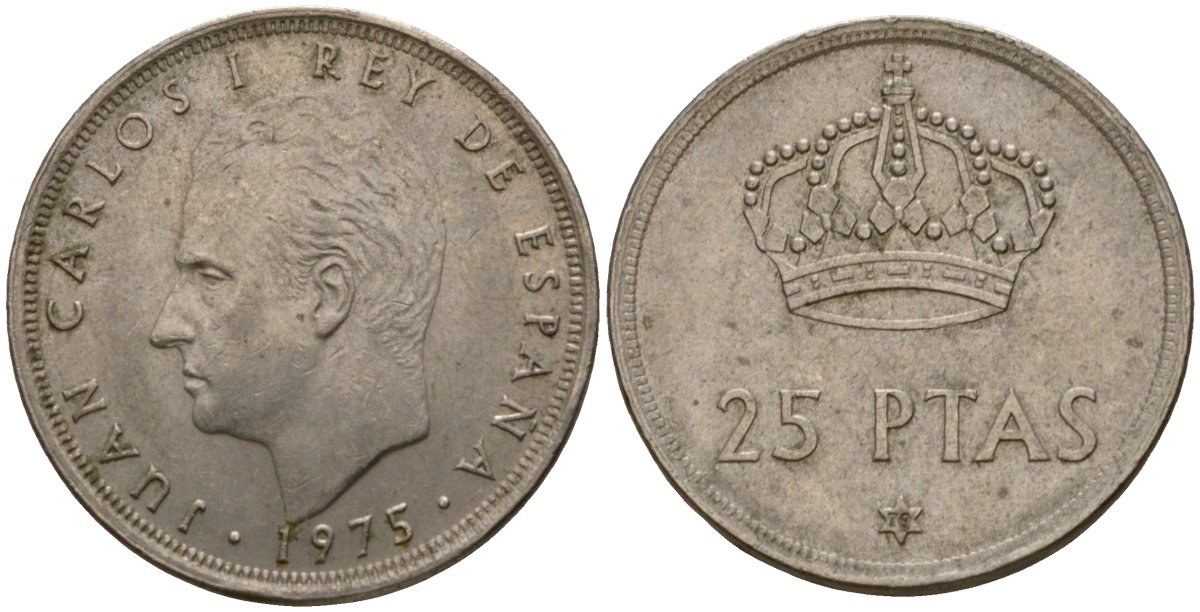 Испания 25 песет 1975 (79) Хуан Карлос I (1975-2014) KM 808 медно-никель 106-1152