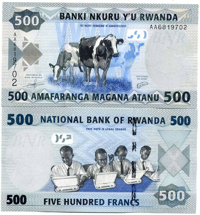 Руанда 500 франков 2013 Pick 38 бумага UNC (пресс) 448-139-1