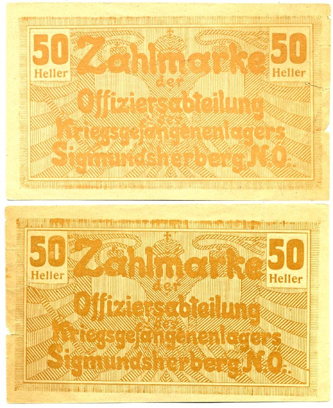 АВСТРИЯ 50 ГЕЛЛЕРОВ ND НОТГЕЛЬД, ОФИЦЕРСКИЙ ЛАГЕРЬ ВОЕННОПЛЕННЫХ ЗИГМУНДШЕРБЕРГ бумага 00-00