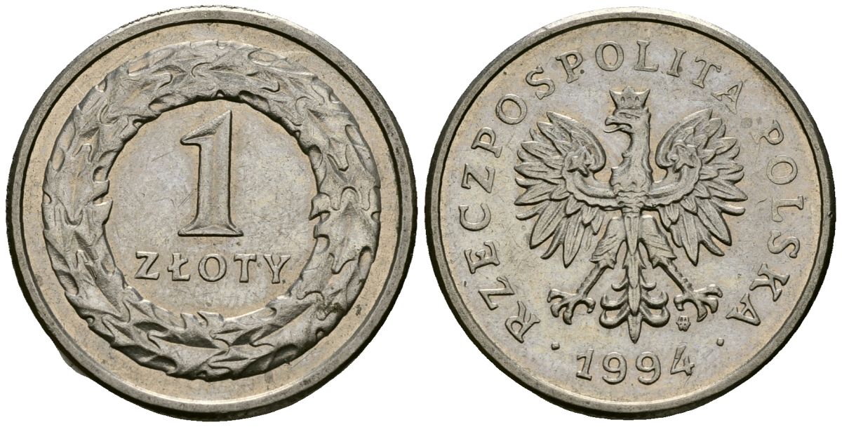 Польша 1 злотый 1994 Y 282 медно-никель 4167-615